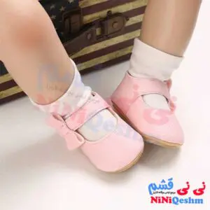پاپوش چرمی دخترانه مدل مجلسی&nbsp;رنگ صورتی